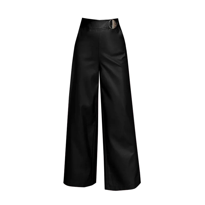 Women's Wide-Leg Leather Trousers