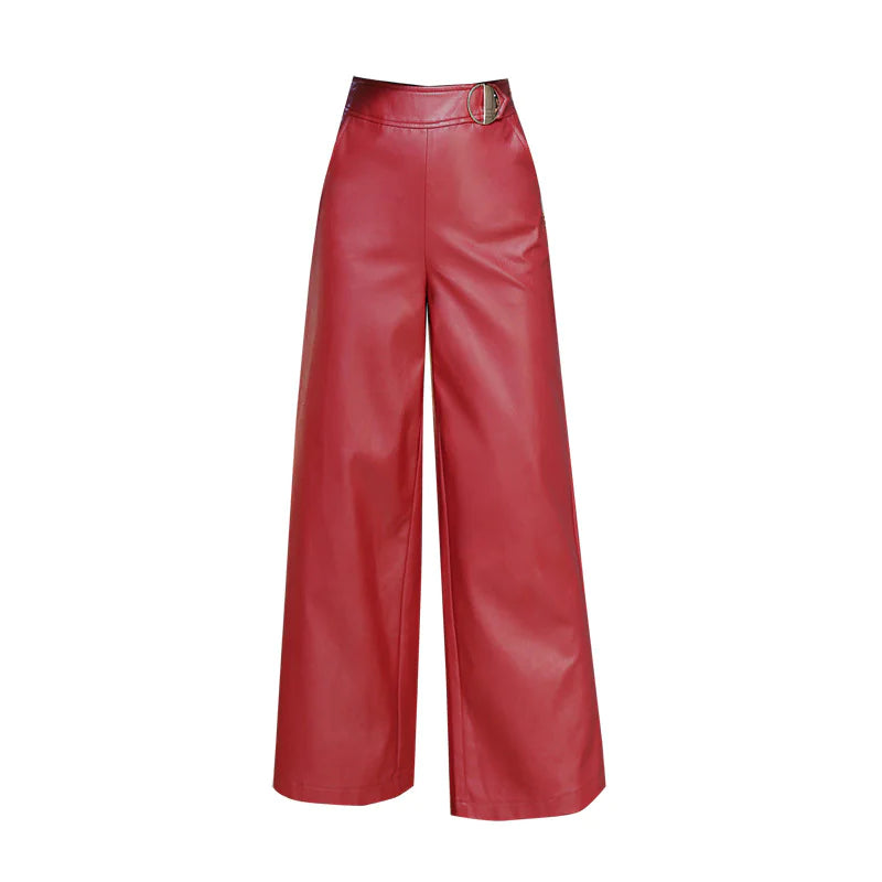 Women's Wide-Leg Leather Trousers